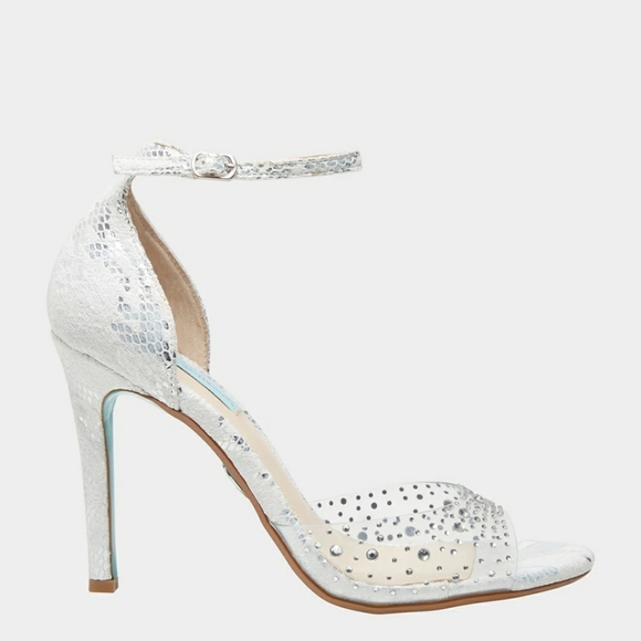 NIB Betsey Johnson Silver Snake Rhinestone heels - Picture 5 of 5